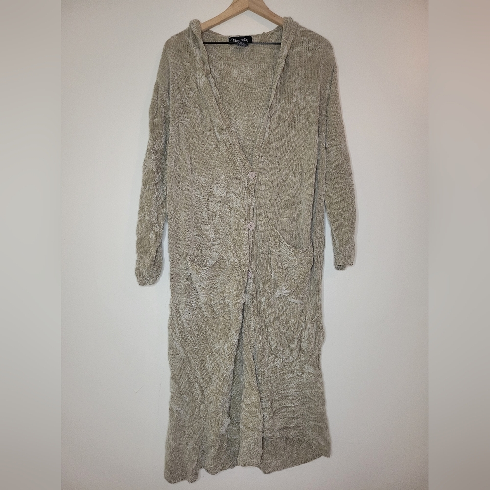 denim & co longline wide pockets button front cardigan, sz 1x